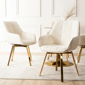 Krzesło Tapicerowane Obrotowe MIA Kremowe do Toaletki Boucle Nowoczesne