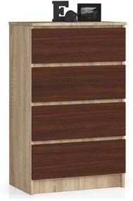 Komoda do salonu z szufladami dąb sonoma + wenge - Ranti 3X