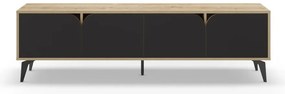 Czarna szafka pod TV w dekorze dębu 180x51 cm Nola – Marckeric