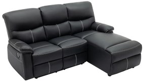 Kanapa narożna prawostronna z funkcją relax z czarnej ekoskóry - CANBY