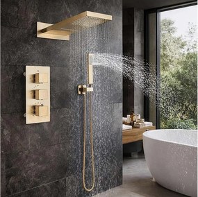Xirok Złota Wieszana Deszczownica 560 x 230 mm Termostatyczna | Styl Nowoczesny