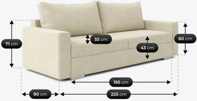 Sofa z Funkcją Spania DRAVOS Kremowa Welurowa Nowoczesna