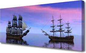 Obraz canvas na ścianę Kolorowe Łodzie na Falach