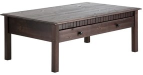 Ciemnobrązowy stolik z litego drewna sosnowego z 2 szufladami Støraa Linda