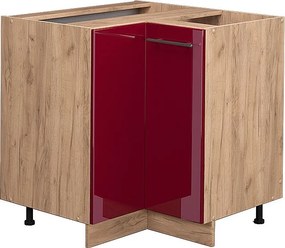 Szafka narożna bordowa czerwień wysoki połysk 80.5x51.6x82 fame-line