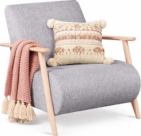 Jasnoszary fotel drewniany do czytania K7-G11