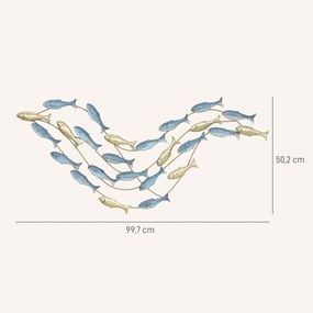 HOMCOM Sztuka ścienna z metalu, motyw ryb, odporna na rdzę, nowoczesny styl, elegancka, Jasnoniebieski | Aosom PL