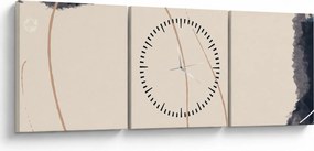 Obraz - Beżowa abstrakcja (z zegarem) (90x30 cm)