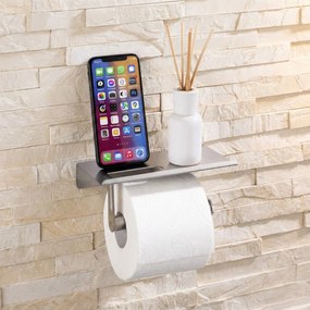Uchwyt na papier toaletowy z półką na telefon, stal nierdzewna