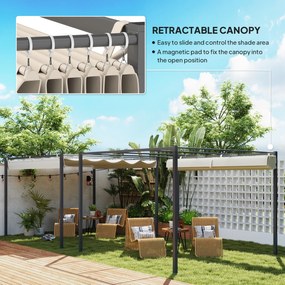 Outsunny Pergola Ogrodowa 3 x 3 m z Regulowanym Dachem, Pawilon, Baldachim na Taras, Ochrona UPF30+, Kolor Beżowy