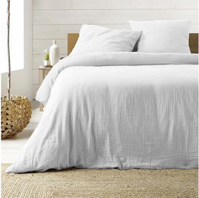 Komplet pościeli podwójny z bawełnianej gazy "Angelia" 240x220cm Biały Wyjątkowy Komfort i Miękki W dotyk