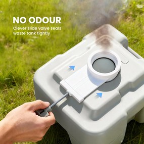 HOMCOM Przenośna toaleta kempingowa, maks. obciążenie 147 kg, 20L, do kempingu, wędrówek, podróży, wędkowania, 41,5 x 36,5 x 42 cm, szara | Aosom PL