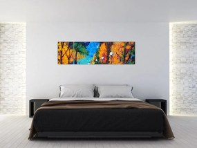 Obraz - Kochankowie, Pointillismus (170x50 cm)