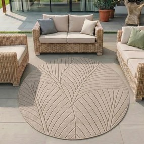 Dywan uniwersalny Nova 3D Motyw Roślinny beżowy koło 160 cm x 160 cm