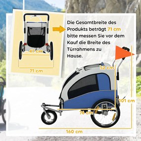 PawHut Przyczepka rowerowa 2 w 1 składany wózek dla małych i średnich psów do 20 kg, jasnoszary | Aosom PL