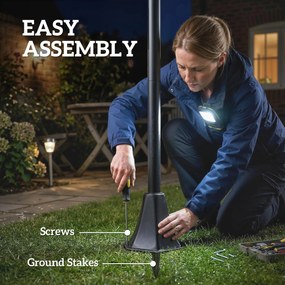 Outsunny Solarny zestaw 2 lamp stojących 180 cm z 2 trybami jasności i czujnikiem światła, IP44 | Aosom PL