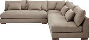 Kanapa narożna dwustronna z teksturowanej tkaniny w kolorze taupe SPERONE