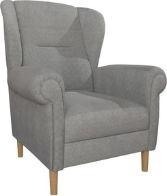 Jasnoszary fotel typu uszak Swan – Ropez