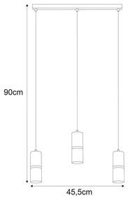 Lampa wisząca z 3 metalowymi kloszami - A562-Heka