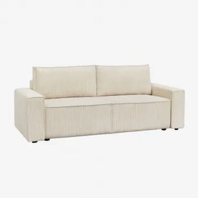 Sofa Rozkładana 3-osobowa Tapicerowana Tampere Sztruks Beż Kremowy - Sklum