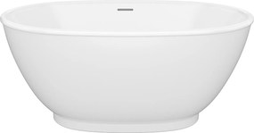 Wanna wolnostojąca owalna - 186 l - 130 x 70 x 57 cm - Biały z połyskiem - Akryl - MOBULA
