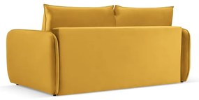 Musztardowa aksamitna rozkładana sofa 194 cm Vienna – Cosmopolitan Design