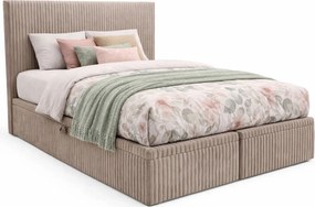 Beżowe sztruksowa łóżko kontynentalne 5 rozmiarów S8-F42