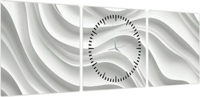 Obraz - 3D białe fale (z zegarem) (90x30 cm)