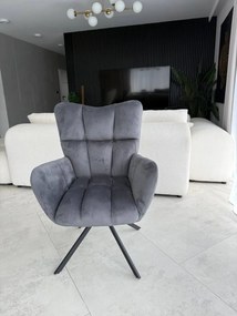 Fotel wypoczynkowy do salonu obrotowy, welurowy szary, FW1
