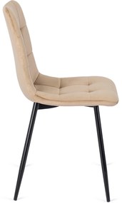 Zestaw Stół Prostokątny Rozkładany CLARK 120-160 cm Dąb Artisan/Czarny i 4 Krzesła Tapicerowane PERU Beżowe Welurowe