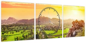 Obraz doliny Hampi w Indiach (z zegarem) (90x30 cm)