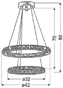 Kryształowa lampa wisząca dwa okręgi - V071 Volter