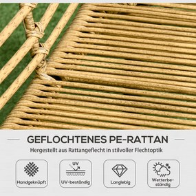 Outsunny Rattan Zestaw Mebli Ogrodowych 4-częściowy Boho Odporny na Warunki Atmosferyczne Naturalny Ciemnoszary | Aosom PL