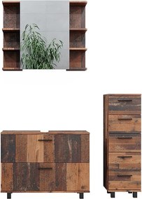 Zestaw mebli łazienkowych rustykalny dąb 80x33x60 ilias