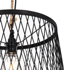 Rustykalna lampa wisząca zewnętrzna czarna rattan 40 cm - Calamus