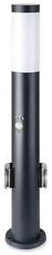 Lampa zewnętrzna z czujnikiem i 2 gniazdami 1xE27/60W/230V IP44 60cm antracyt