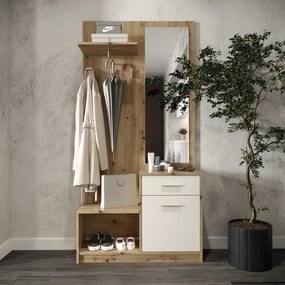 Garderoba z lustrem do przedpokoju dąb artisan+ kaszmir -  Standi