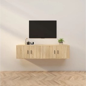 Zestaw Mebli TV Ściennych Dąb Sonoma 80x34,5x40 cm z Dużą Przestrzenią Magazynową i Montażem na Ścianie