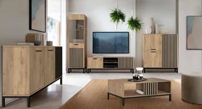 Szafka RTV LAMINO RTV-1 180 dąb craft/czarna HALMAR