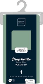 Zielone bawełniane prześcieradło z gumką 90x190 cm Lina – douceur d'intérieur