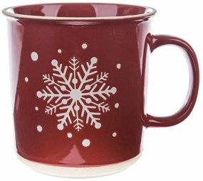 Świąteczny kubek ceramiczny Snowflake czerwony, 710 ml