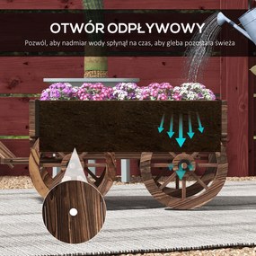 Outsunny Wózek na Kwiaty Drewniany Wypalany 120x41x54cm | Aosom PL