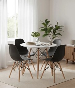 Komplet biały stół 90 cm z 4 krzesłami N8-T71