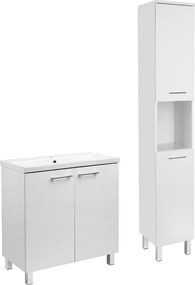 Biały Zestaw do Łazienki Stojący 80cm Szafka z Umywalką Słupek