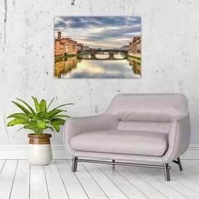 Obraz na szkle - miasto z rzeką (70x50 cm)