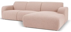 Różowy narożnik z materiału bouclé (prawostronny) Molino – Micadoni Home
