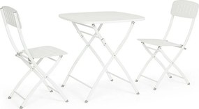 Zestaw Bistrot z białym stalowym stołem i 2 krzesłami - YVONNE