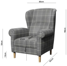 Szary fotel typu uszak Swan – Ropez