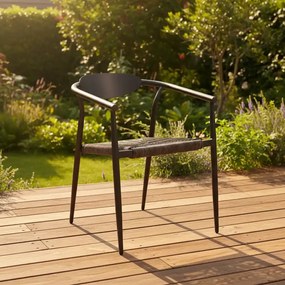 Krzesło Ogrodowe Ciemny brąz 56x61x75 cm Aluminium Plecione Brązowe Sznurki