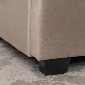 Łóżko Tapicerowane 140x200 cm ze Stelażem i Pojemnikiem Dwuosobowe TINGA Welurowe Beżowe Sypialniane